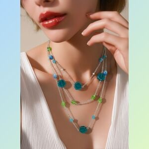 Vintage Czech handmade beaded  glass necklace